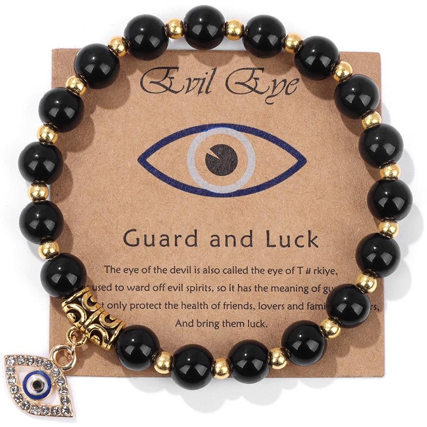 Lucky Turkish Evil Eye Pendant Beads Bracelet Handmade Natural Stone Charm Elastic Bangles Men Women Fashion Yoga Energy Jewelry
