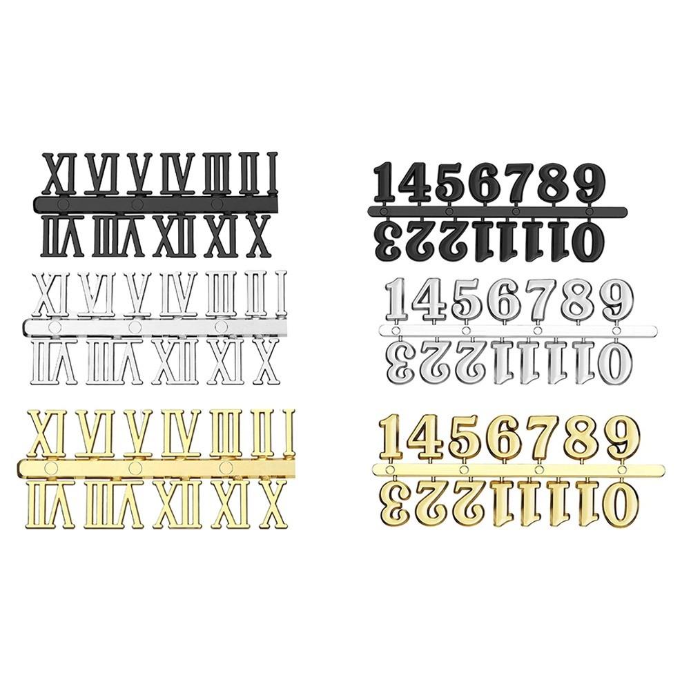 3pcs Clock Numerals Kit Arabic and Roman Number Hands Quartz DIY Digital Clock