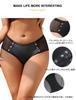 Ohyeahlady Plus Size PU Mesh Solid Underwear with Metal Size 2XL Women's Panties, See-Through Panties, Color, T-Back, Nightclub, Low-Rise Buttons,