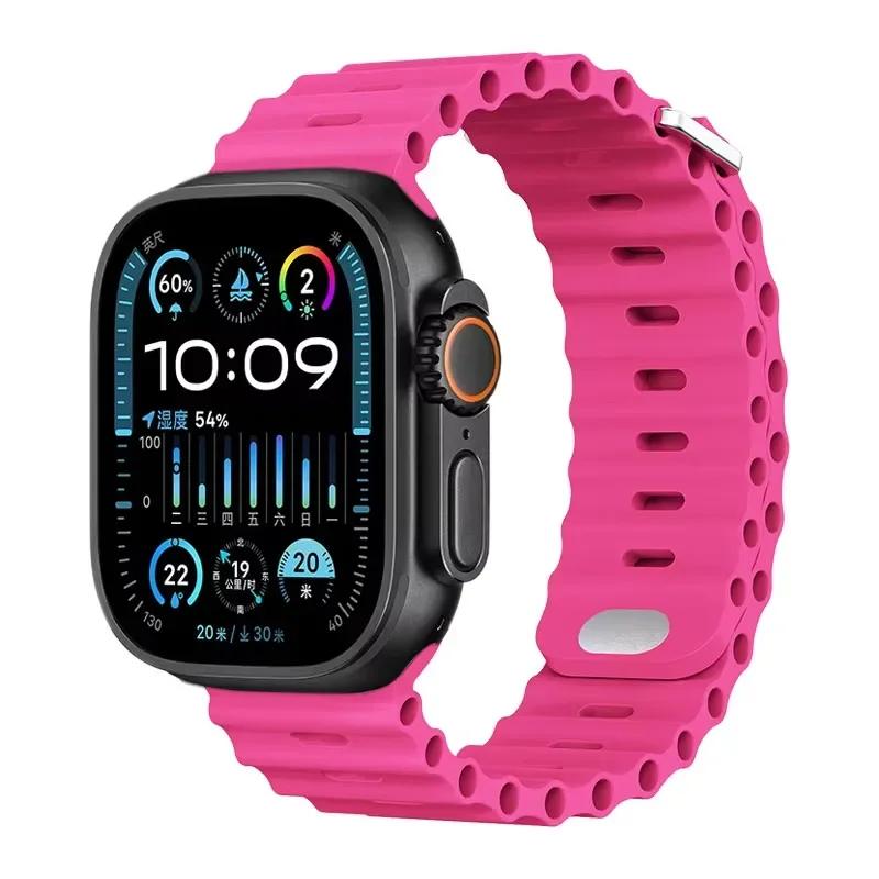 Силиконовый ремешок Ocean для Apple Watch Ultra 3/2 49 мм Серии 11/10 46 мм 42 мм 9 8 7 45 мм 41 мм Ремешок для часов iWatch 6 5 SE 44 40 мм
