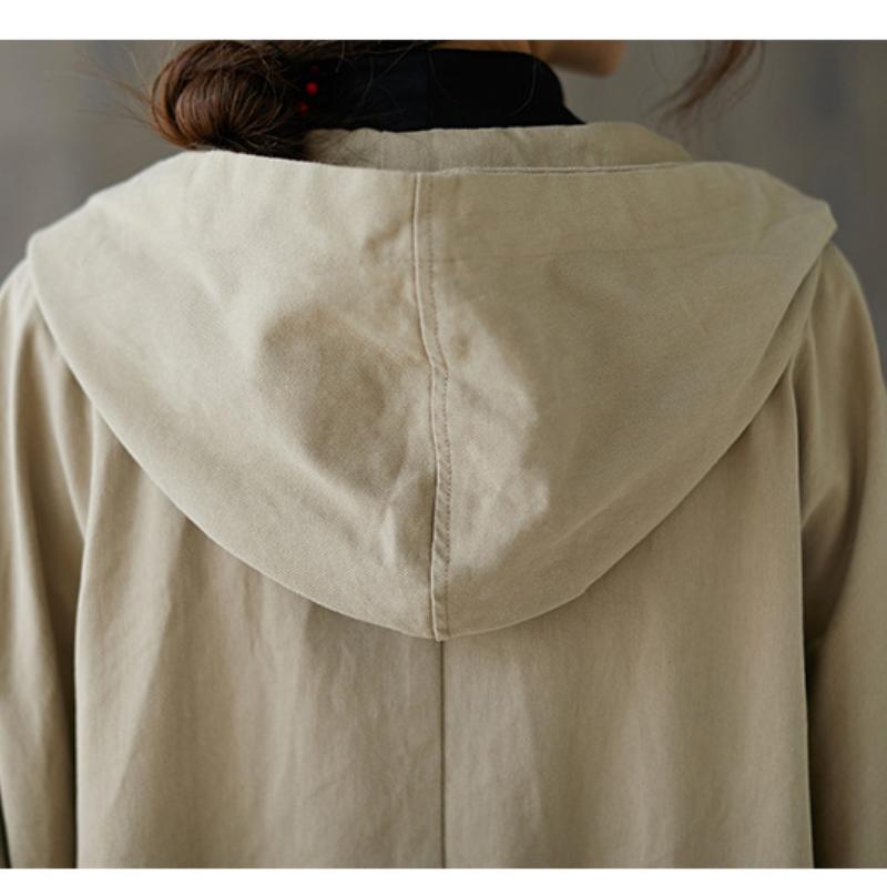 Весенняя свободная повседневная ветровка большого размера выше колена с большим карманом и капюшоном, женская куртка