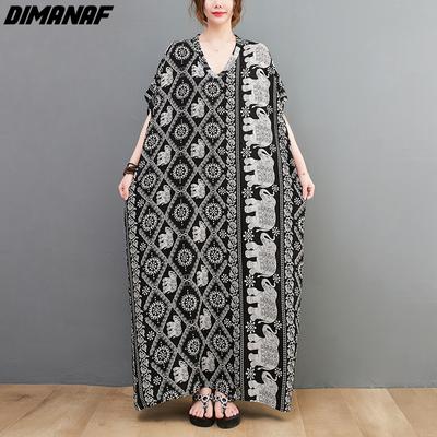 Новое летнее платье больших размеров с цветочным принтом и льняным v-образным вырезом, повседневное женское платье большого размера, новинка 2022 года, повседневное черное платье большого размера