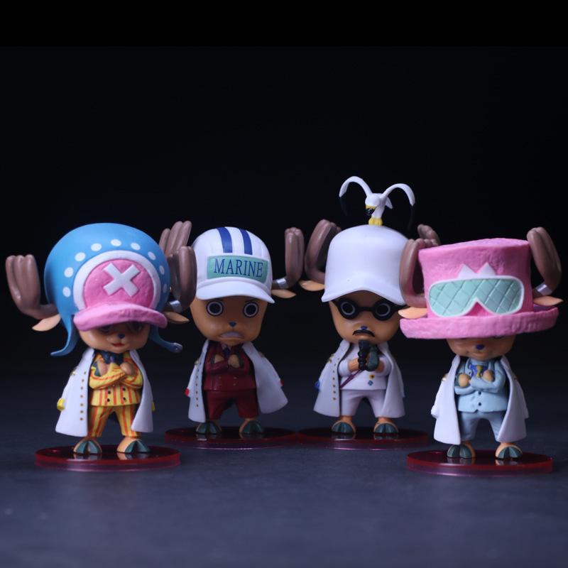 4 шт. Аниме One Piece Тони Тони Чоппер Кос МОРСКОЙ Сенгоку Сакадзуки Модель Игрушка Подарок Украшение для Автомобиля ПВХ Фигурка Действия В Коробке