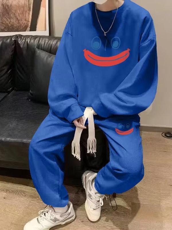 Мужской повседневный костюм-худи и штаны на осень 2026 - Свободный крой, Большие размеры, Модный комплект из двух предметов