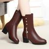 Обувь нового стиля: Флис, Утепленные, Удобные и Теплые Ботинки до середины икры, Повседневные Женские Кожаные Ботинки