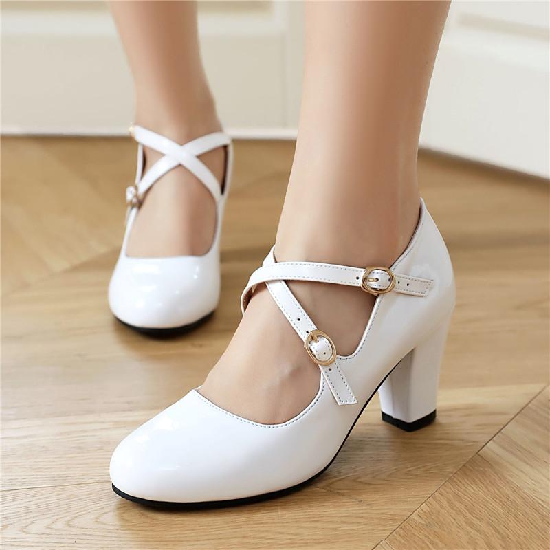 Женские туфли-лодочки на высоком каблуке, весна-лето, новая модель, толстый каблук, однотонные, большой размер, с открытой союзкой, туфли с низким верхом