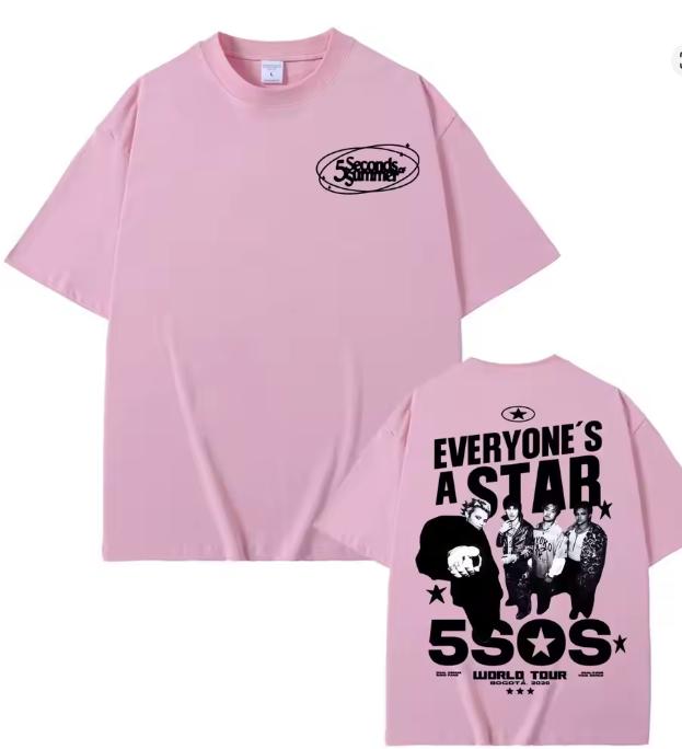 5 Seconds Of Summer Everyones A Star 2026 Мировой Тур Футболка Унисекс Унисекс Летняя Хлопок Y2k Одежда Харадзюку Футболка с коротким рукавом