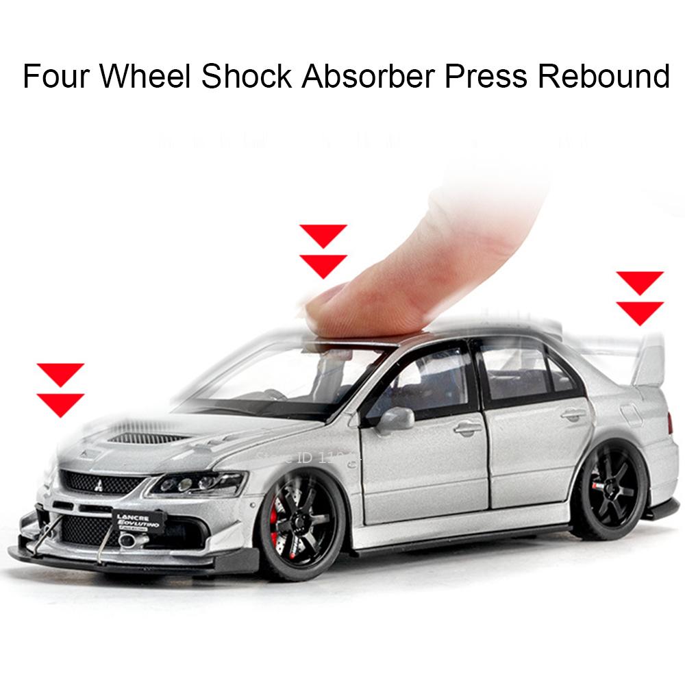 Масштаб 1:32 Mitsubishi Lancer Evolution IX Спортивный автомобиль Игрушечная модель Открывающиеся двери Оттягивание назад Амортизация Транспортные средства Хобби Украшения