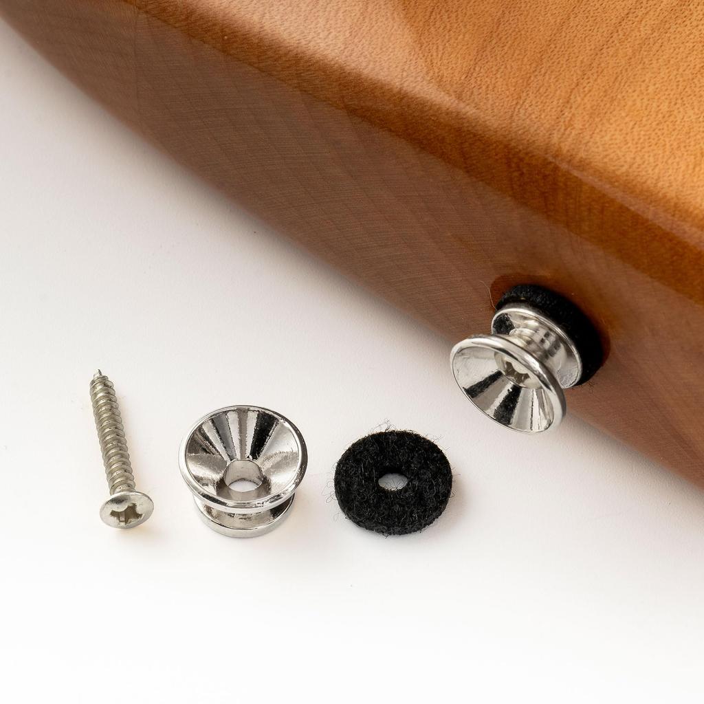 Musiclily Pro 14mm Steel Guitar Strap Pins Fender Type Strap Buttons for Nickel of Acoustic/Electric Guitar/Ukulele, (Set 2)