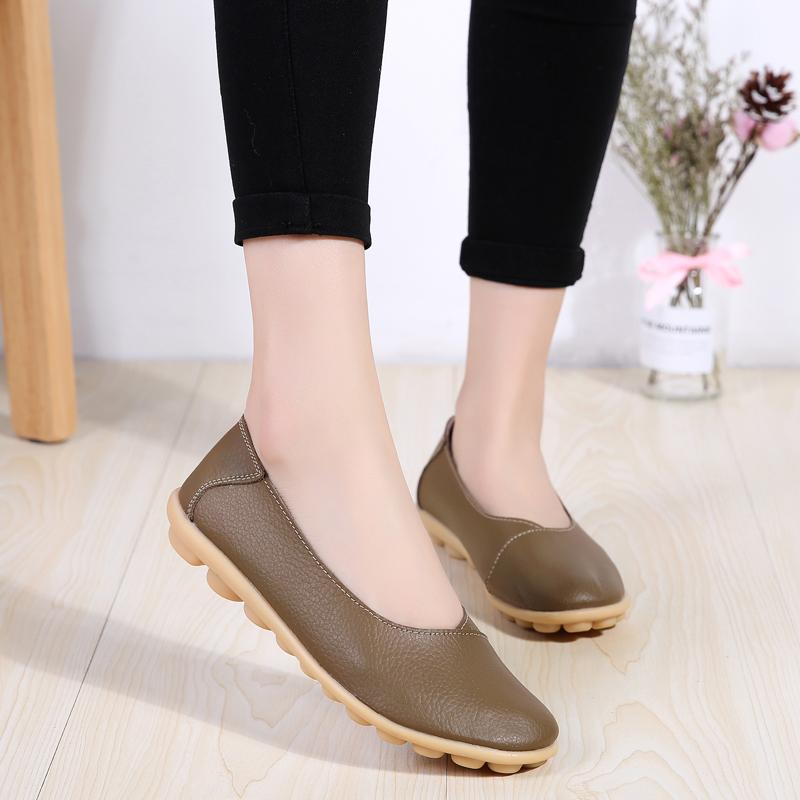 Women Leather Driving Moccasins Comfort Flats Casual Slip On Blue Nurse Plus Size Summer Ballet Shoes for Girl