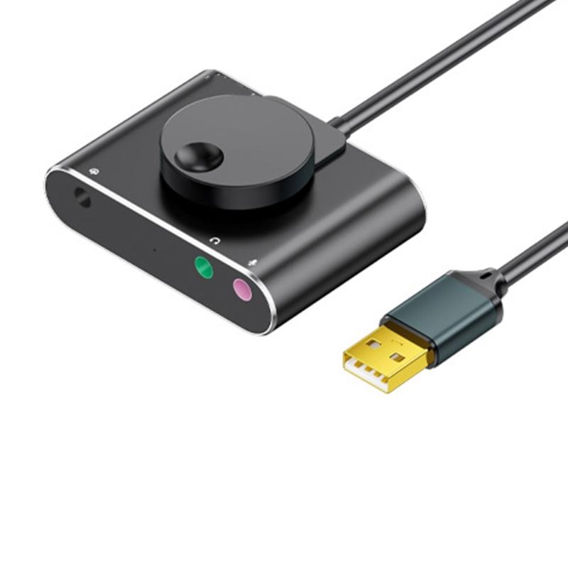 Внешняя USB-звуковая карта USB-адаптер для ПК, ноутбука, настольного компьютера, стерео звуковая карта с 3,5-мм разъемами, USB-регулятор громкости