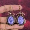 Серьги из лепидолита Серьги с драгоценным камнем Украшения с медной проволокой Ручная работа Серьги