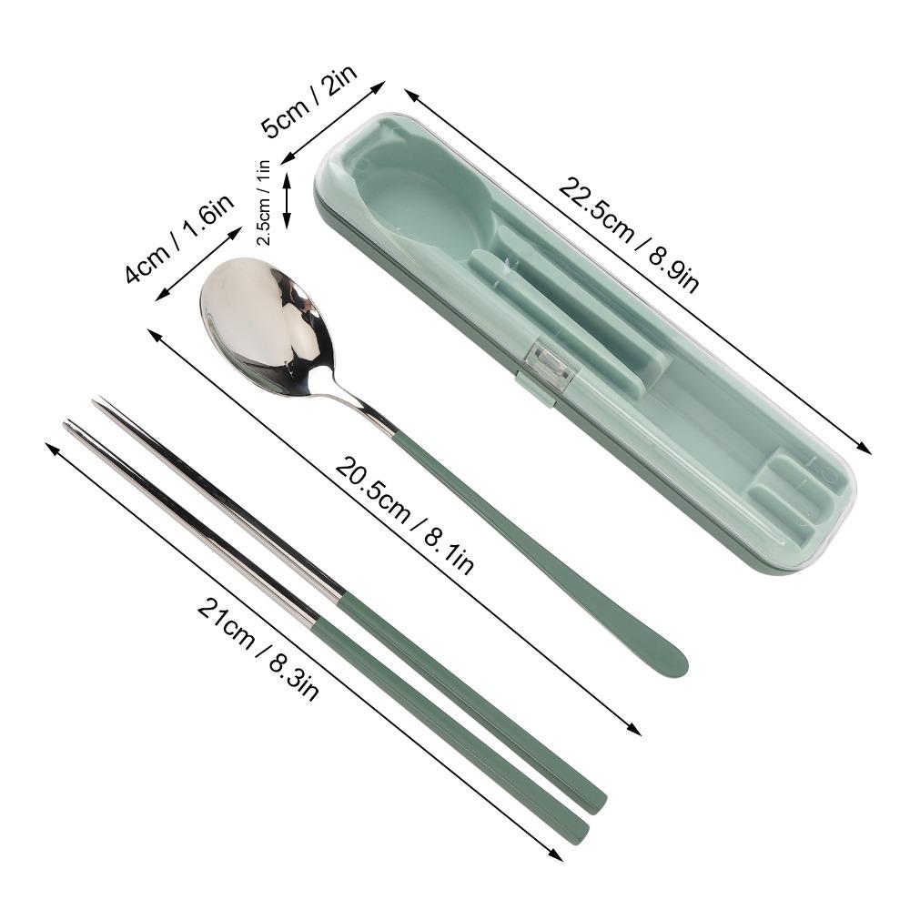 1set 304 Stainless Steel Travel Cutlery Set With Storage Box Stainless Steel Silverware For Lunch