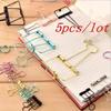 5Pcs Rose Gold Metal Binder Clips Office Binding Supplies Paper Documents School Accessories Kawaii Photo Decorative Bookmark