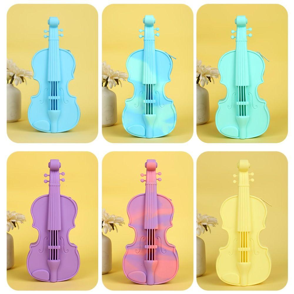 Cute Design Musical Note Cutouts Lightweight Silicone Pen Box Gift Music Lovers Daily Storage