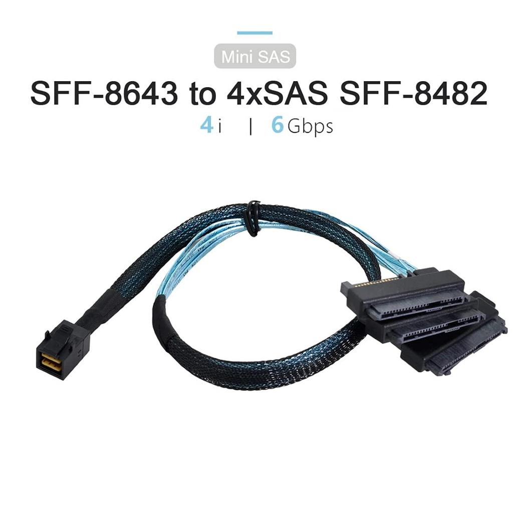 Chenyang Mini SAS Host To SAS Target SAS Disks 6Gbps Data Server RAID Cable SFF-8643 1-4 SFF-8482 29-pin 0.5M
