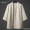 Men's Summer Thin Cotton Linen Hanfu Robe - Chinese Style, Short Sleeve, Zen Cloak