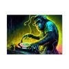 Abstract Pop Art Monkey Earphones Dj Music Wall Poster Prints Neon Light Effects Canvas Painting Rock Animal Home Bar Room Decor