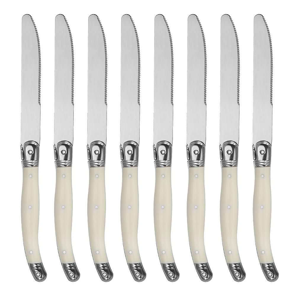 4/6/8pcs Stainless Steel Laguiole Cutlery Set Steak Knife Fork Spoon Set White Handle Restaurant Bar Kitchen Tableware