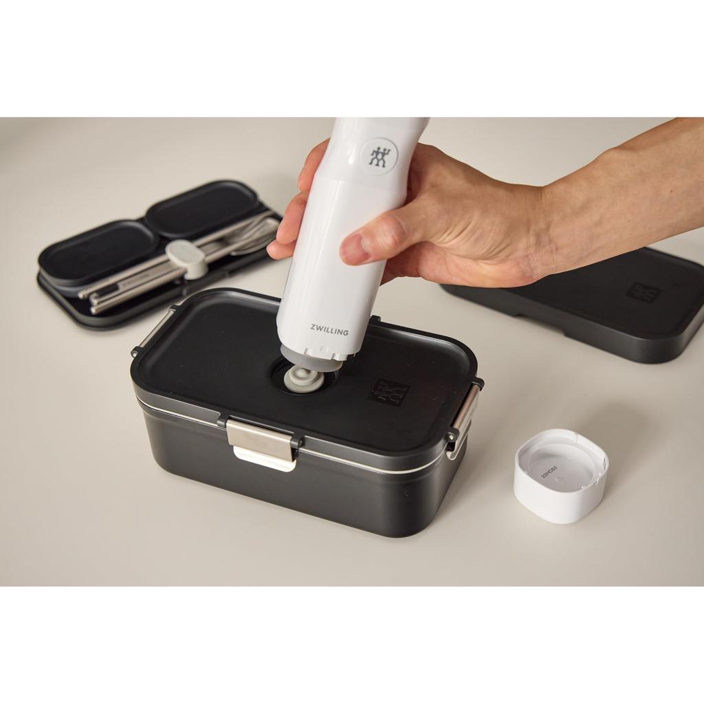 ZWILLING "Fresh & Save Vacuum Lunch Box Black" Bento Box with Cutlery and Sauce Container Airtight Storage Container [Authorized Japanese Product]