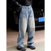 Джинсы-палаццо Louvre Retro с восковым покрытием для женщин - Модная корейская мода Осень/Зима