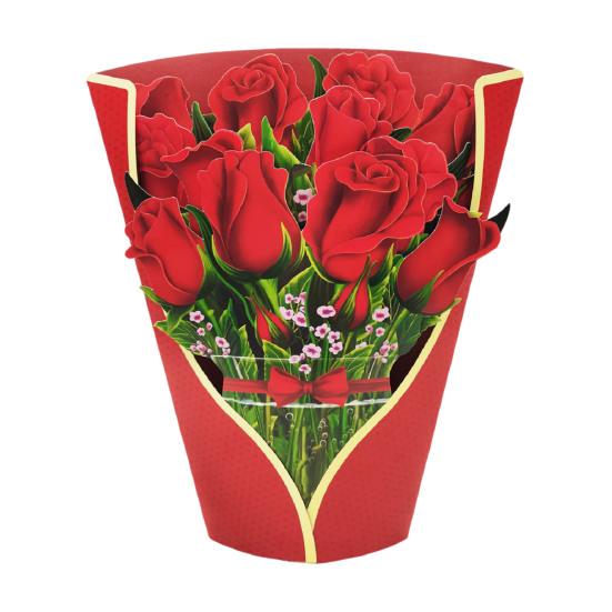 Бумажная открытка-раскладушка с цветком Роза/Цвет сакуры в натуральную величину Букет цветов 3D поздравительная открытка на День матери, выпускной, годовщину, день рождения