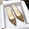 Women's Shoes 2024 Brand Slingbacks Women's High Heels Fashion Leopard Print Office and Career Sexy Pointed Toe Toe Cap Sandals