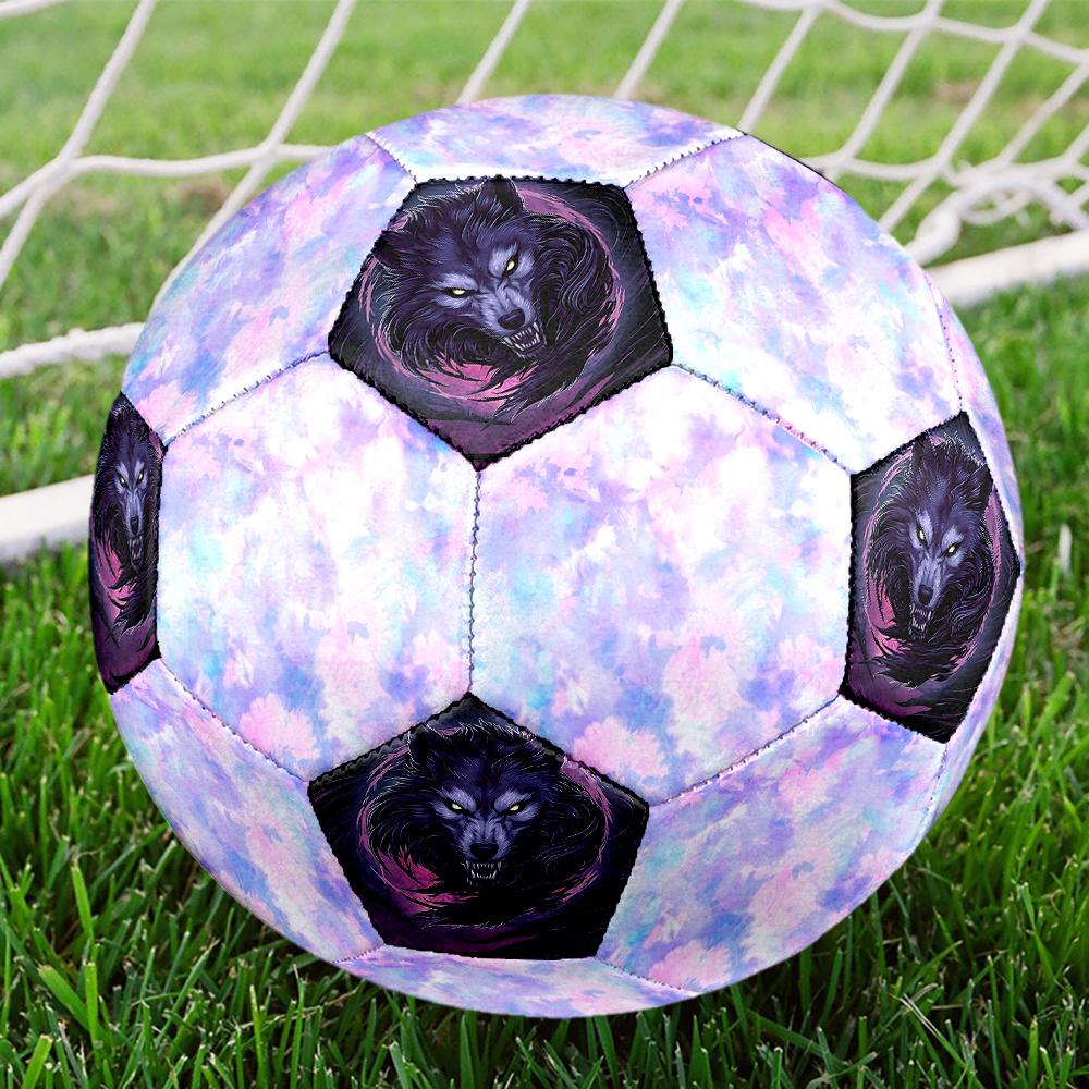 1PC Pastel Floral Wolf Spirit Artwork Soccer Ball Size 5 Football Machine Sewn Indoor/Outdoor Universal Football Gift W35