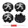 4Pcs 60MM Car Wheel Center Hub Cap Badge Rim Lid Sticker For Peugeot 206 307 308 3008 207 208 407 508 2008 5008 107 106 205 SW