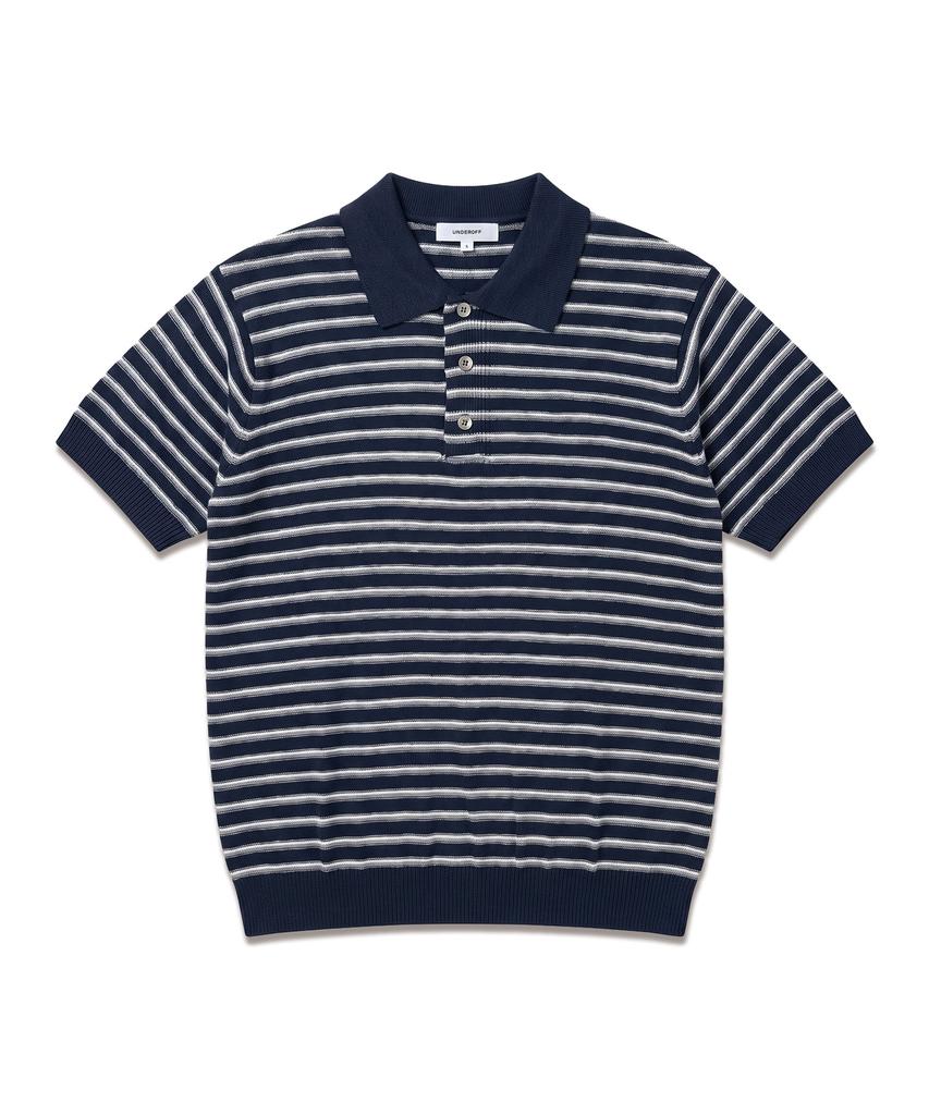 UNDEROFF Striped Crop Half Knit Navy