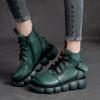 Johnature Обувь Женские ботинки Ретро Натуральная кожа Осень Зима Молния Круглый носок Лаконичные ботильоны ручной работы для отдыха