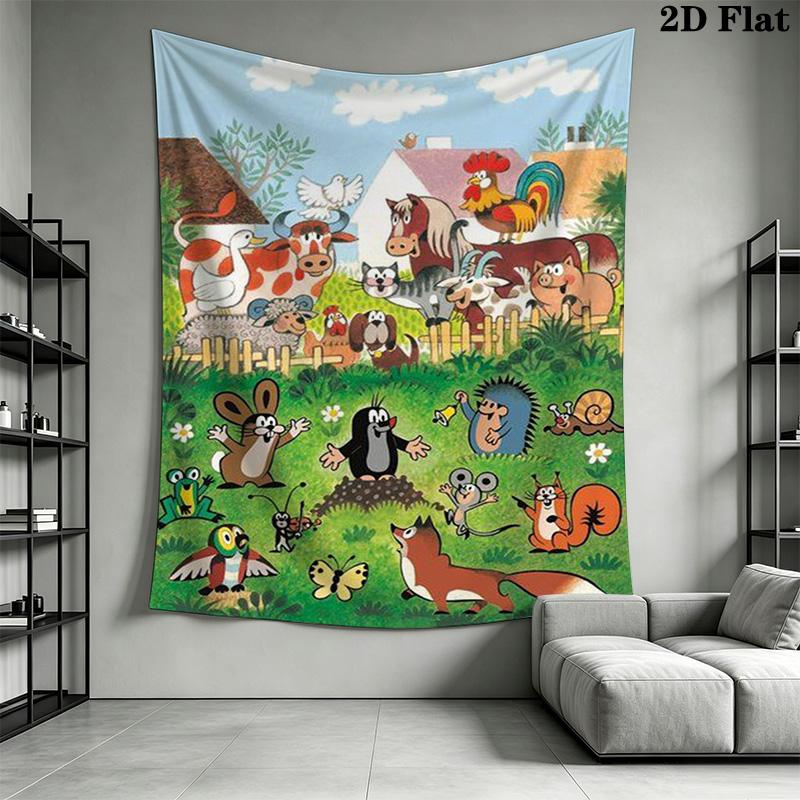 Cartoon Mole Print Pattern Home Decor Tapestry, Wall Hanging, Decorative RV Wall Cloth.ZGT0914258