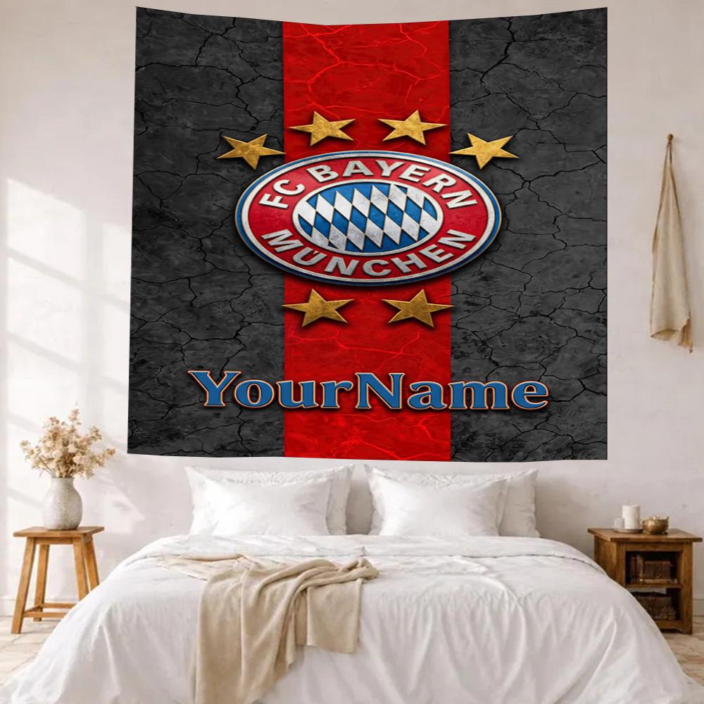 Fc Bayern Mnchen Custom Your Name Wall Decor Tapestry Art For Pet Memorial Birthdaywedding Party Backdrop Family Gift