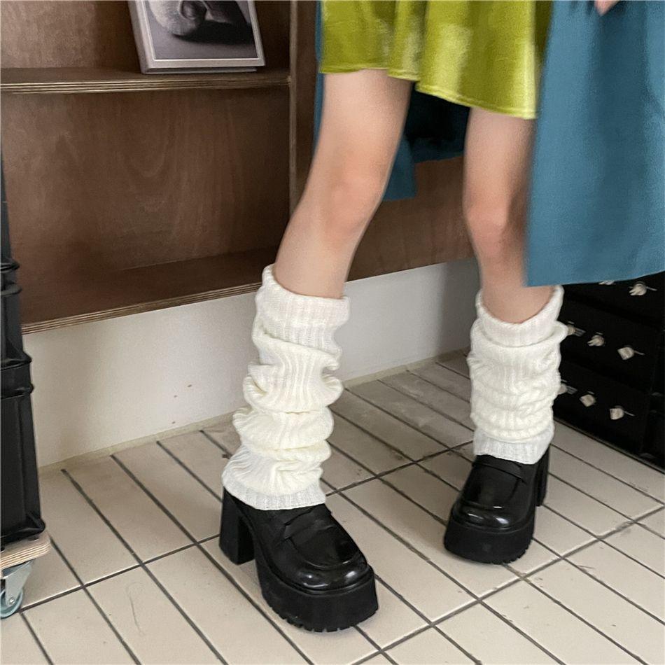 Японский стиль Плотная вязка Толстые Миди гетры Женские Форма JK Y2K Наслоенные носки Наслоенные леггинсы