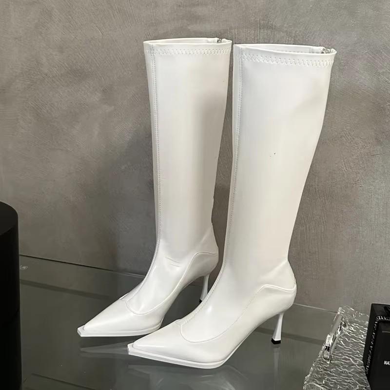 Eilyken Design Женские ботфорты до колена с мягким острым носком, дизайнерские, для вечеринки, платья, уличные, длинные ботильоны, на тонком каблуке