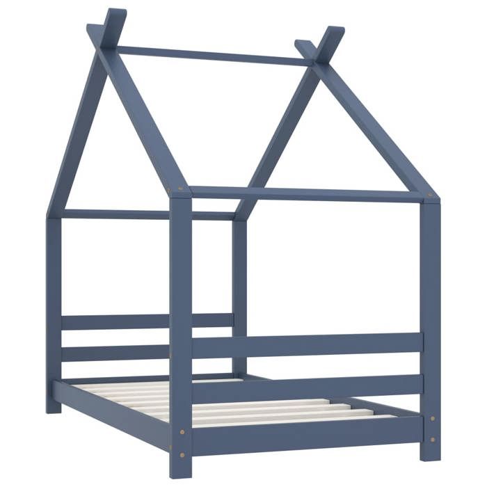 VidaXL Cadre de Lit d'enfant Sommier à Lattes Cadre à Lattes Meuble de Chambre à Coucher Maison Intérieur Gris 80x160 cm 289614