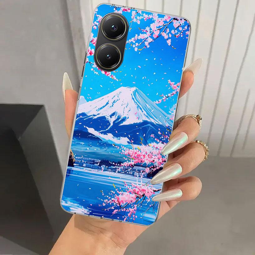 Японская вишня Гора Фудзи Чехол для телефона для Xiaomi Poco X5 X6 X7 Pro F7 Ultra M7 Redmi 15 15C 13 13C 12 12C 10 10A 10C 9 9A 9C 9T