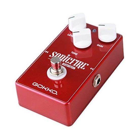 GOKKO SONICFIRE Педаль дисторшн Тон для и Соло игры Три регулятора и Тон Включает адаптер питания 9В DC GK-25 - Hot-Rod Rock, Metal, Ручки