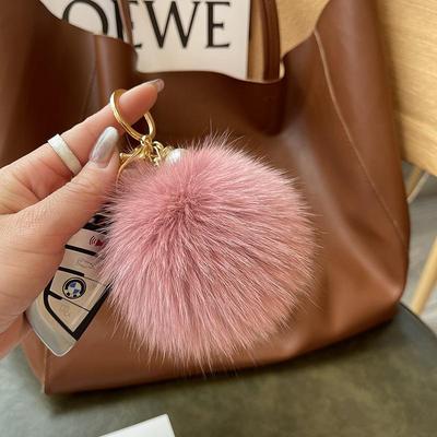 Меховой помпон из лисы - Креативный плюшевый аксессуар для брелока для ключей от машины и в стиле Ins