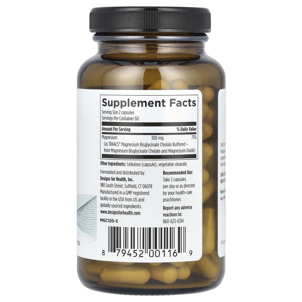 Designs For Health Magnesium Glycinate Complex, 120 Vegetarian Capsules
