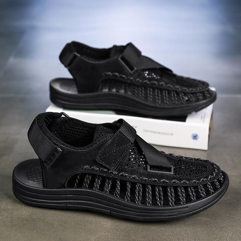 Summer Knitted Men Sandals Fashion Breathable Casual Shoes For Men Outdoor Beach Sandals Plus Size 39-46 Summer Footwear Man