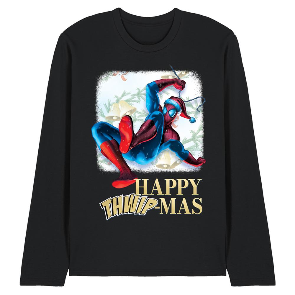 Spider-Man Unisex Adult Happy Thwipmas Christmas Window Long-Sleeved T-Shirt