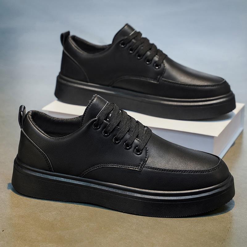 Мужские классические кожаные кроссовки на платформе - Повседневная обувь на шнуровке с низким верхом, Удобные кроссовки с толстой подошвой для мужчин