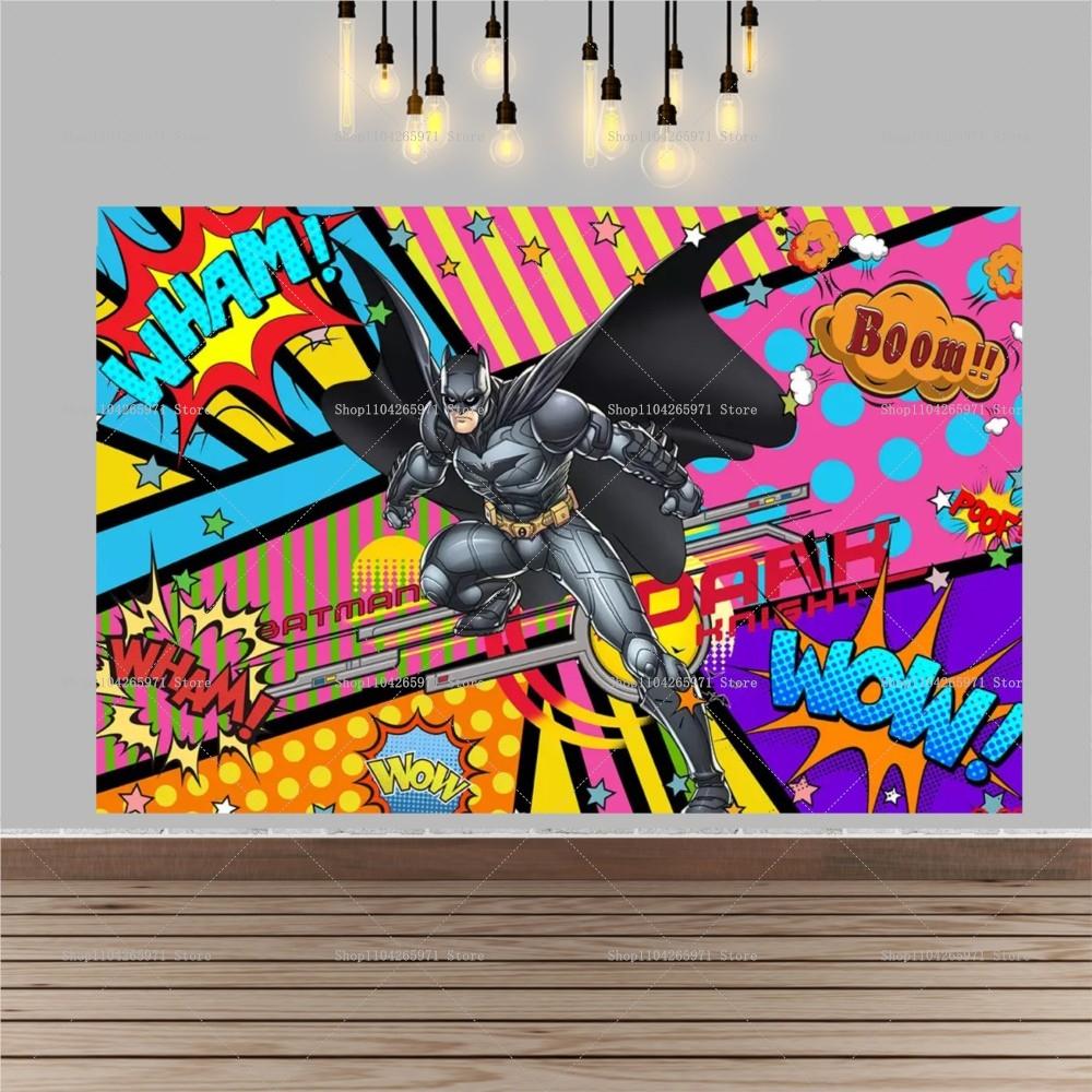 Cartoon Batman Super Hero Backdrop Gotham City Theme Kids Boys Birthday Party Decor Baby Shower Photography Background
