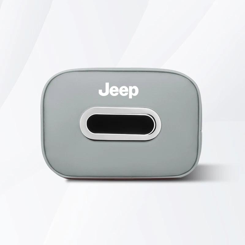 Large Capacity Leather Car Tissue Holder For Jeep Renegade Wrangler JK JL Grand CherokeeP Seat Back Armrest Sun Visor Storage Bag