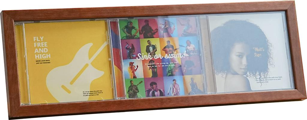 Kenko Picture Frame CD Display Frame Can Hold 3 CD Jackets Horizontal Type Brown External Dimensions 460 X 159 Mm PS-CD3Y-BR