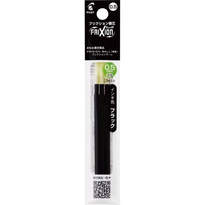 Pilot Frixion Refill 0.38mm 12-pack (Black 6, Red 3, Blue 3) - LFBTRF-30UF Compatible - C-Roseau Original Set (with Bookmark)