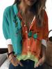 Gingerbread Man Printed Women's Shirt Christmas Elements New Loose Casual Short Sleeve Lapel Top