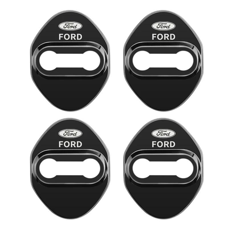 Car Sticker 4pcs Door Lock Decoration Protection Cover Emblem case for Ford Kuga Territory Focus RS Escort Fiesta Mondeo Accesso