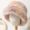 Women's Colorful Fuzzy Bucket Hat - Warm & Thick for Autumn/Winter, Lightweight Polyester Fisherman Cap with Drawstring Closure